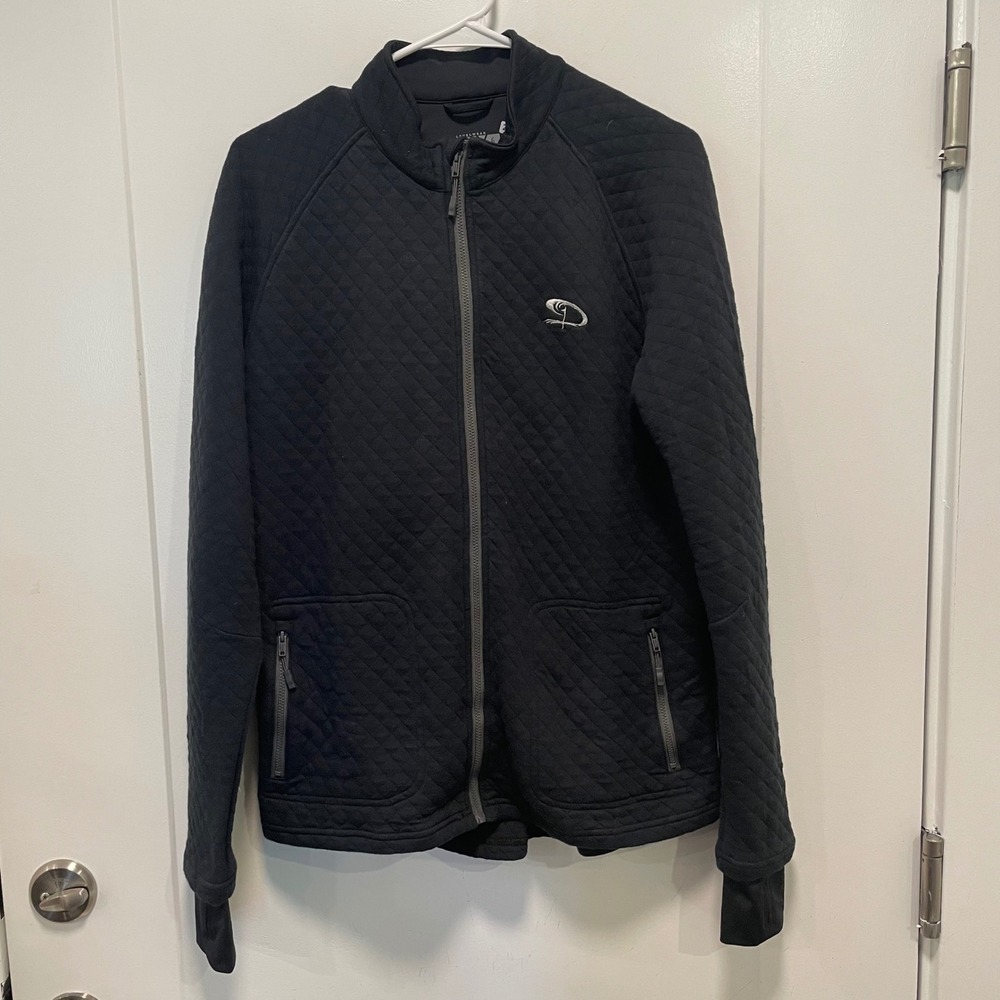 Levelwear Mens Black Quilted Full Zip Jacket Mock Neck Activewear Size‎ L